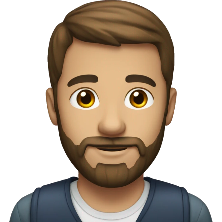 a man of 26 years old with a beard, short hair, brunette, being an English teacher emoji