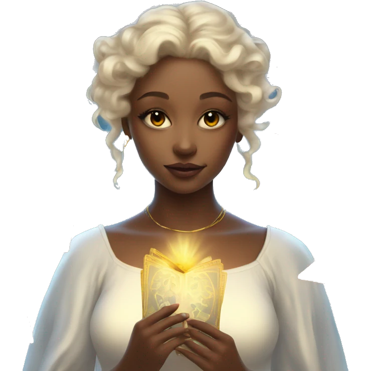Beautiful angelic girl with tarot cards  emoji