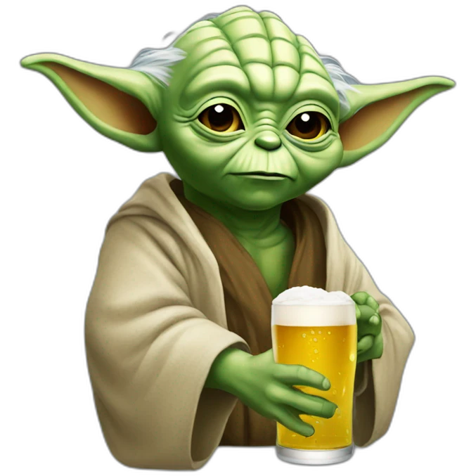 Yoda drink a beer emoji
