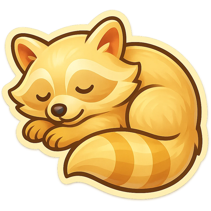 Very Light Blonde raccoon sleeping 2d digital art semi realistic original character  emoji