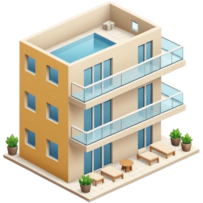 isometric modern apartment with balcony and glass emoji