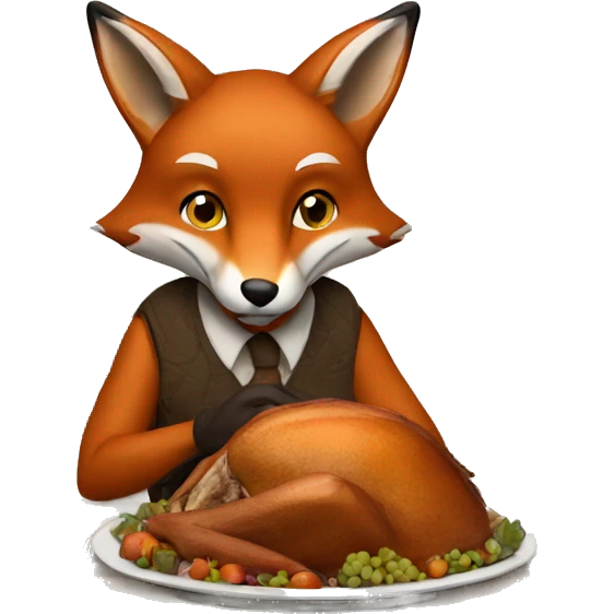 Fox eating Thanksgiving dinner emoji