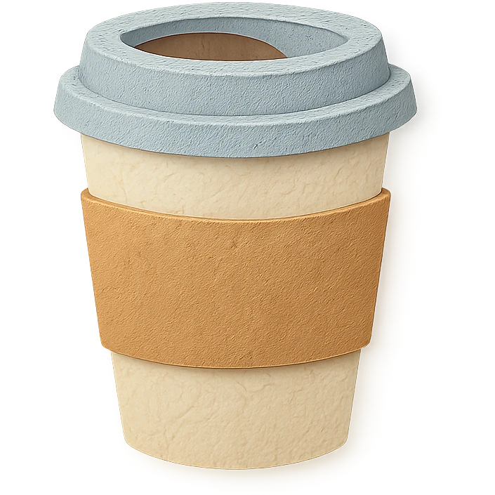minimal and cozy paper-craft style coffee cup emoji