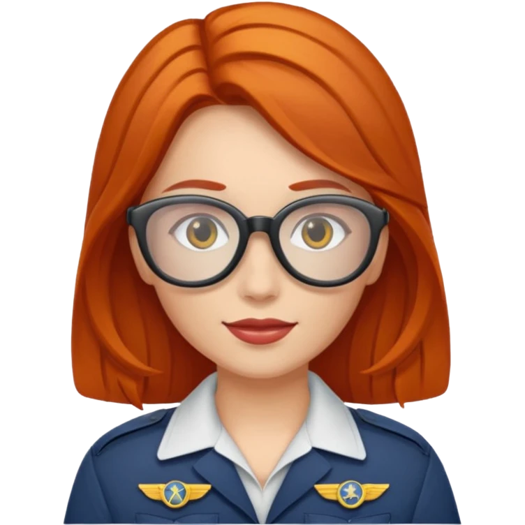 pilote d'avion femme rousse avec lunette de soleil emoji