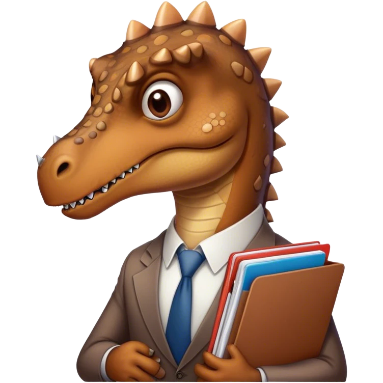 sad office dinosaur holding folders emoji