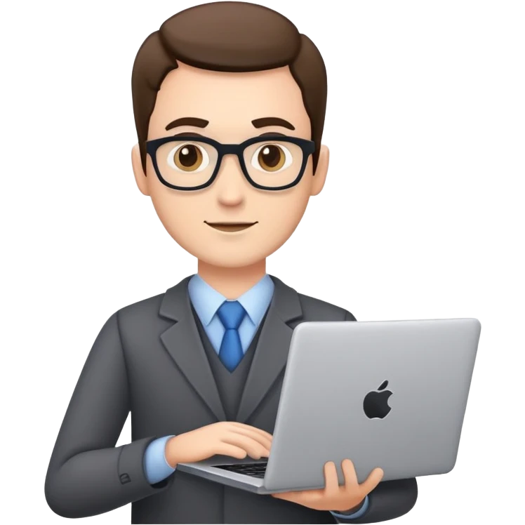 male teacher holding a laptop, teaching online emoji