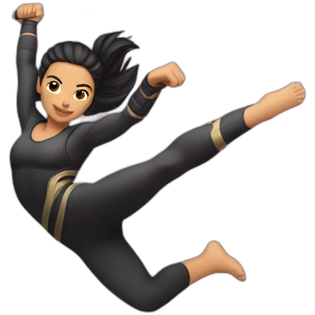 female Ninja Warrior athlete of Hispanic descent, captured mid-air emoji