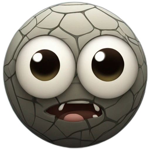 3d sphere with a cartoon Cave Spider skin texture with big thoughtful eyes emoji