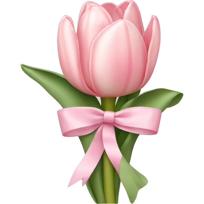 Light Pink tulip bouquet with a light pink bow  emoji