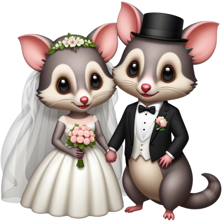 A bride and groom possums  emoji