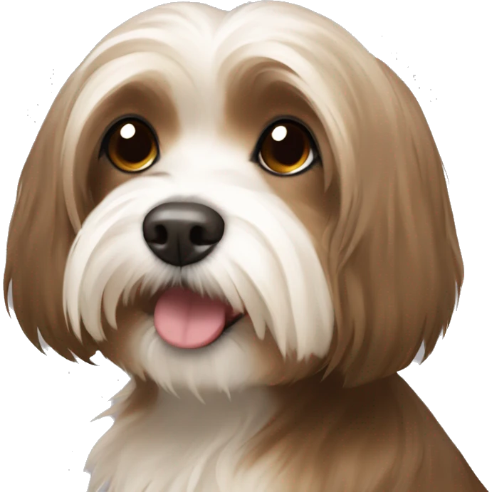 Tan havanese dog with a brown hair girl emoji