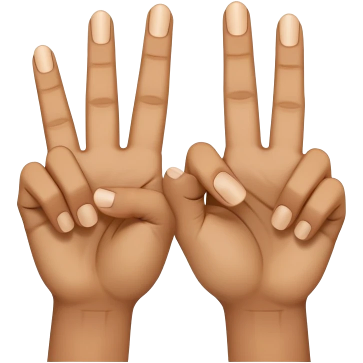 two hands using middle fingers straight and parallel to each other, index fingers pressing together at the apex to form a triangle, light brown skin tone emoji