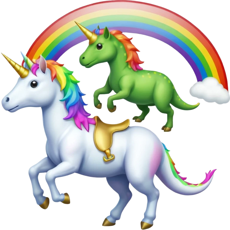 Unicorn riding a T. rex emoji