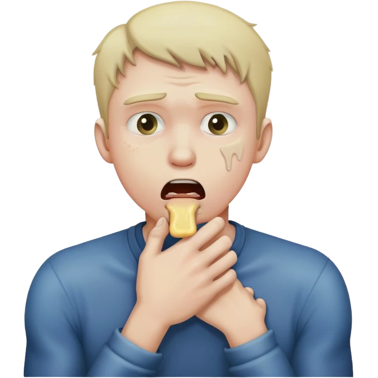 A man choking himself
 emoji