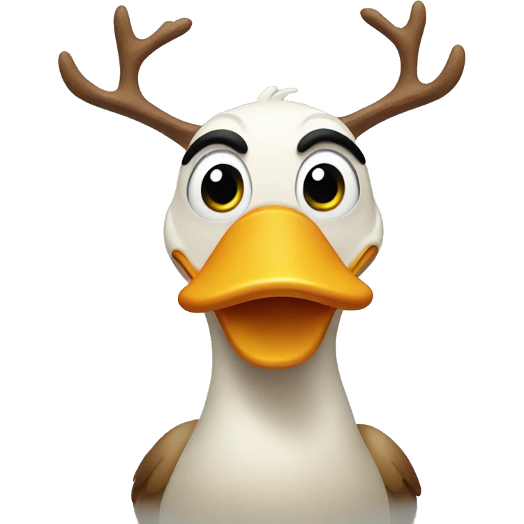 Duck with reindeer antlers emoji