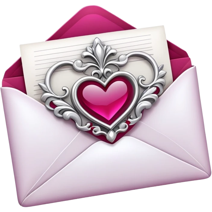 Romantic Red Magenta White Silver Aesthetic Love Letter emoji