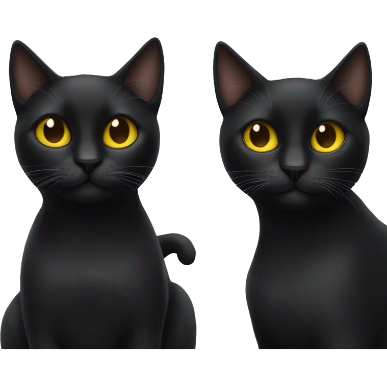 Two black cats with slim faces and yellow eyes emoji