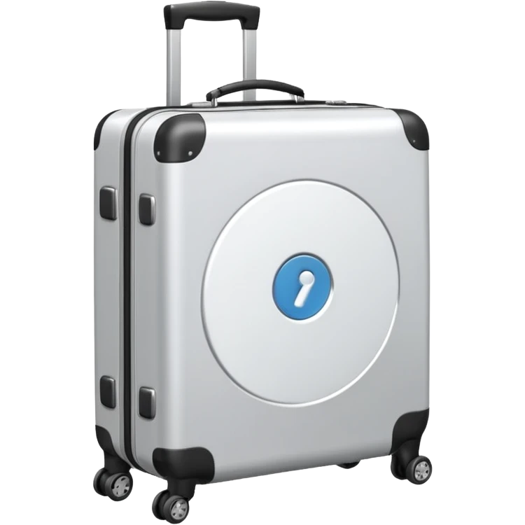 steel white suitcase with embossed surface and wheels emoji