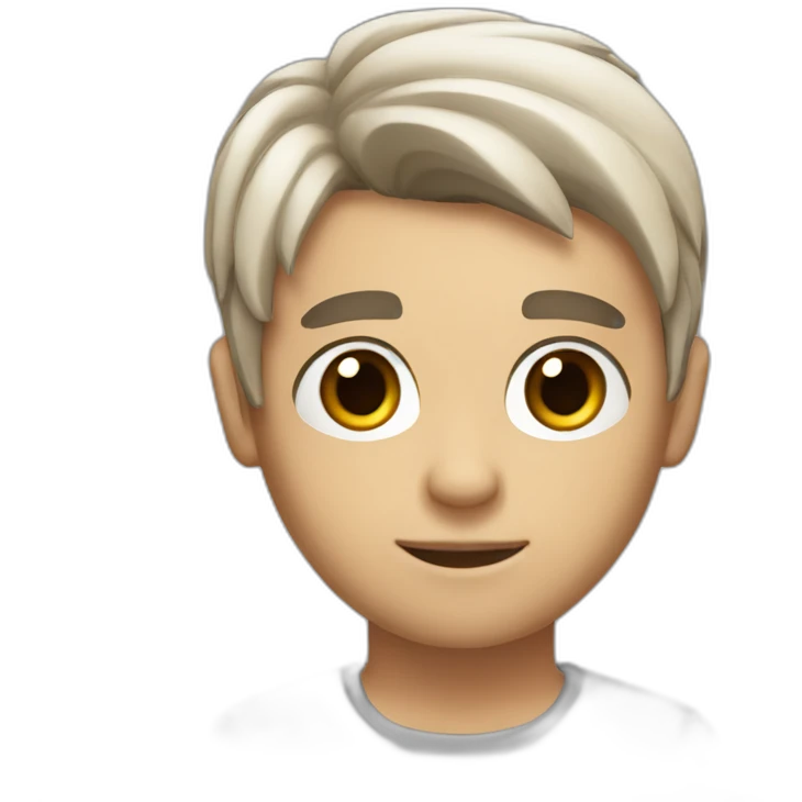 half cut hair boy, white, with brown eyes, and a little bit of beard emoji