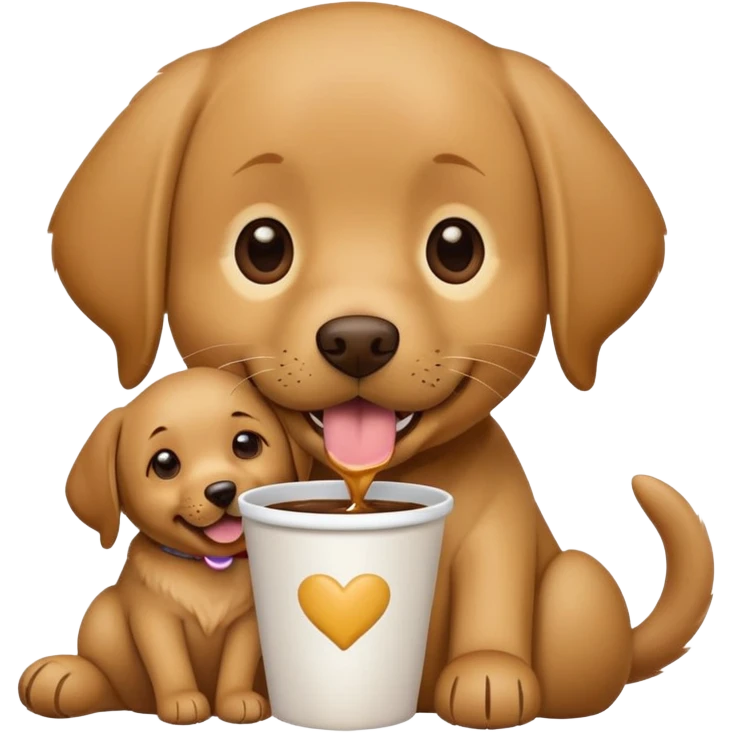 brown labrador eating a pup cup emoji