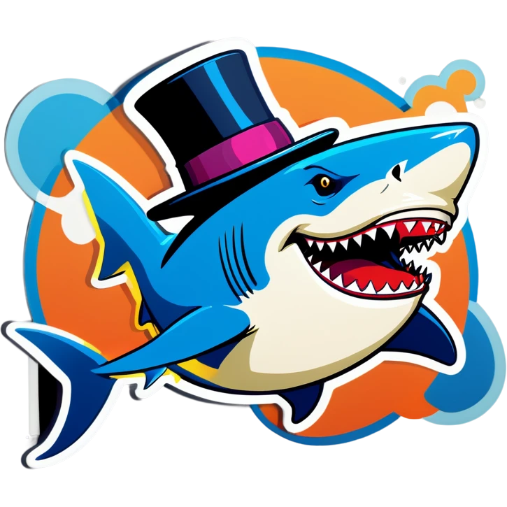 Shark with a top hat emoji