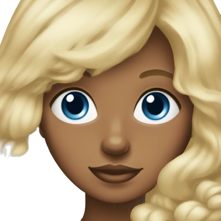 Blonde girl blue eyes holding spitz  emoji