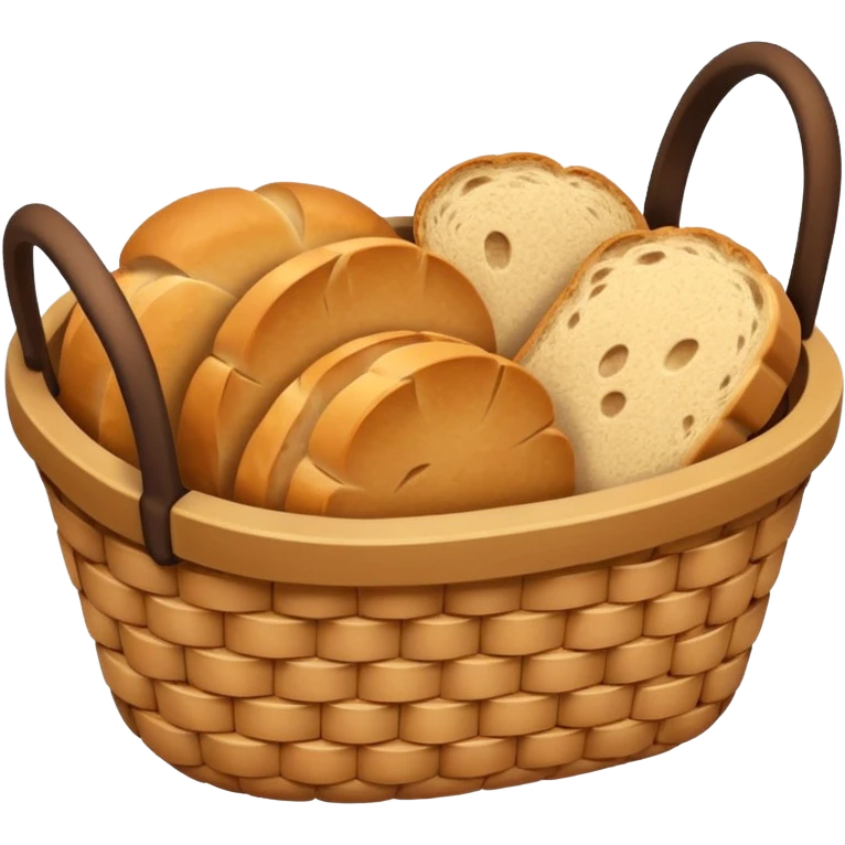 bread basket emoji top view, nearly empty with just a few crumbs, representing depleted carbohydrate stores, bold outlines, flat colors, gentle gradients, emoji style emoji