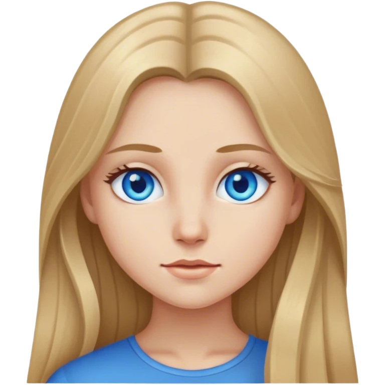 Dark blond long hair girl with blue eyes  emoji