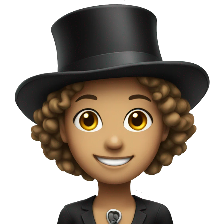 smiling girl in top hat emoji