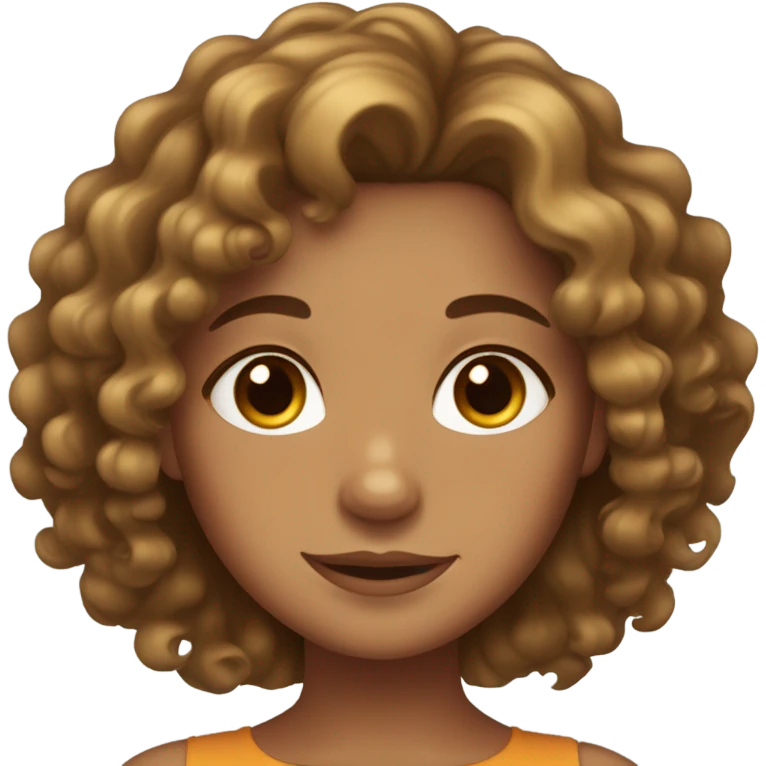 curly wavy hair tan brown eyes girl  emoji
