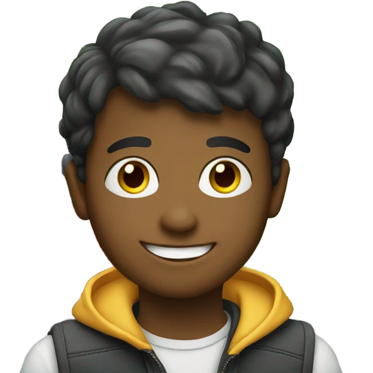 smiling boy with car background emoji