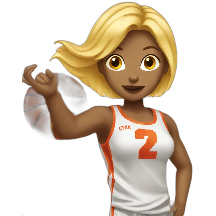 Women blond hair playing basketball emoji
