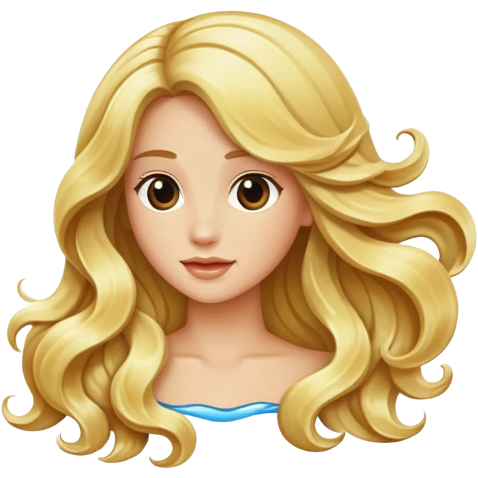 flowing long hair with waves emoji
