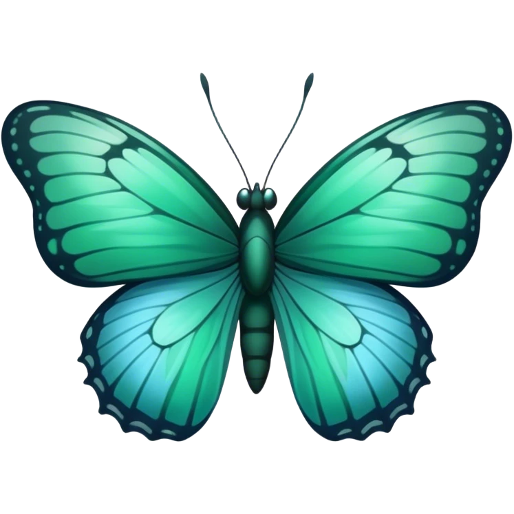 Beautiful aesthetic butterfly with dark green colors and light blue wings emoji