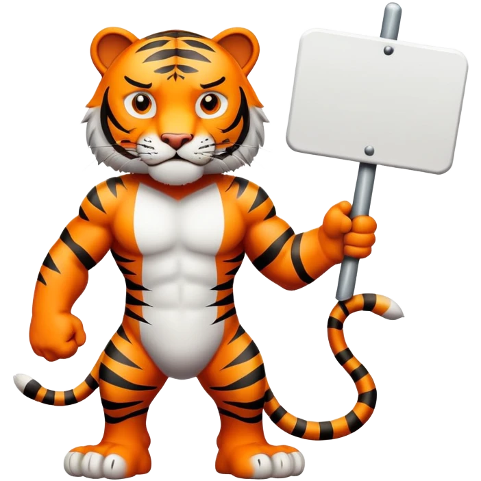 Tiger with sign that says rawrr  emoji