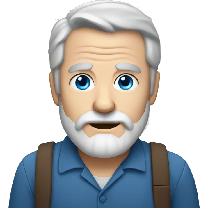 Brown hair, old man, beard blue eyes emoji