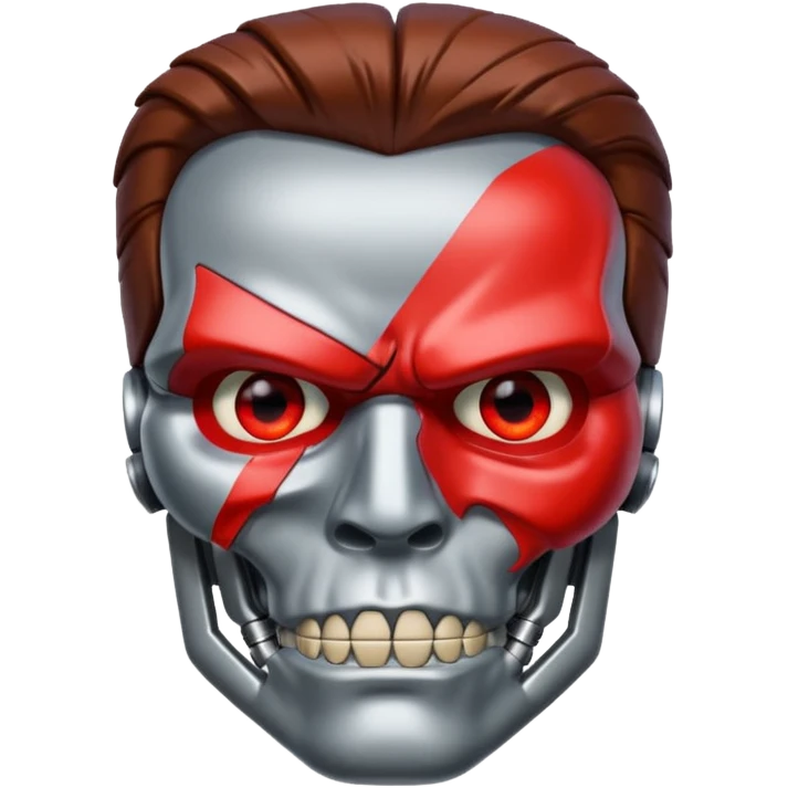 Red eyed half face metal Terminator Arnold Schwarzenegger emoji