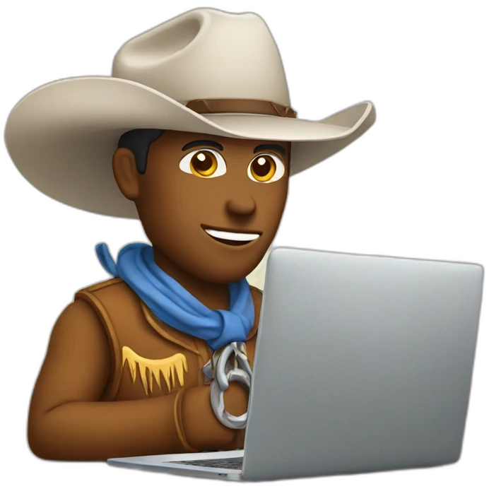 cowboy emoji with laptop in front emoji