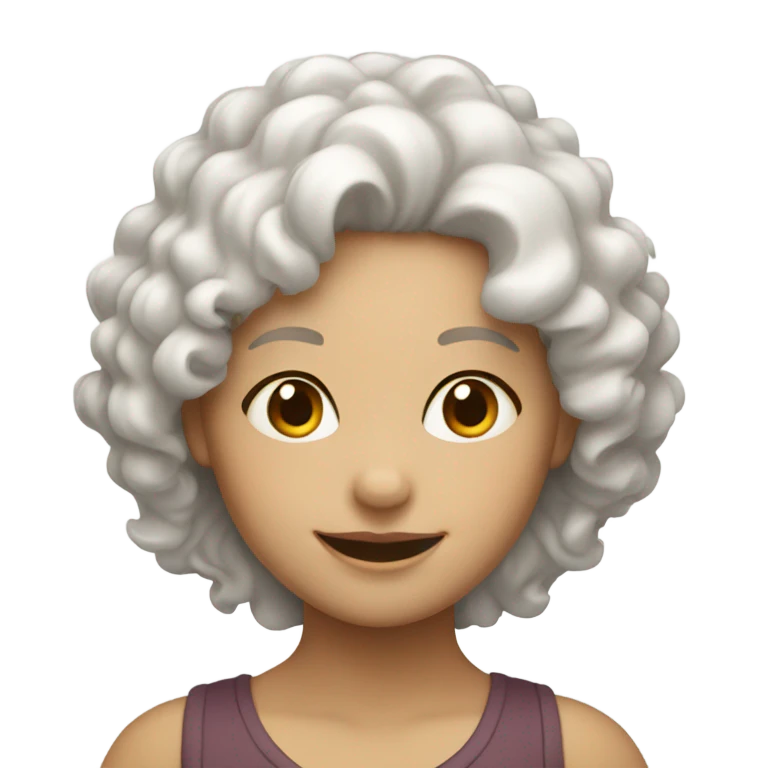 White curly hair relaxing girl emoji