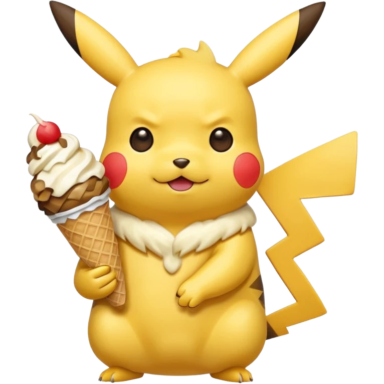 Pikachu eating ice cream emoji