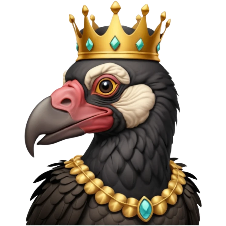 old black king vulture wearing crown looking ahead emoji