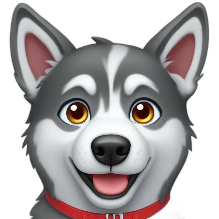 Husky with blue eyes and a red collar emoji