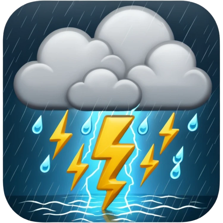 Pouring rain storm with lightning and dark clouds emoji