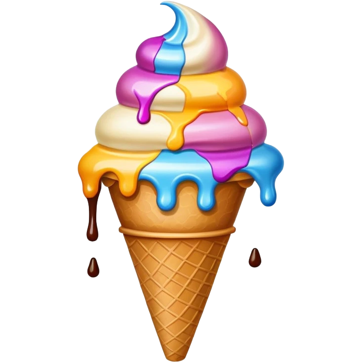Large cone of ice cream with 20 scoops emoji