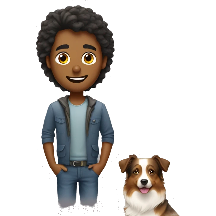 Man with australian shepherd dog emoji