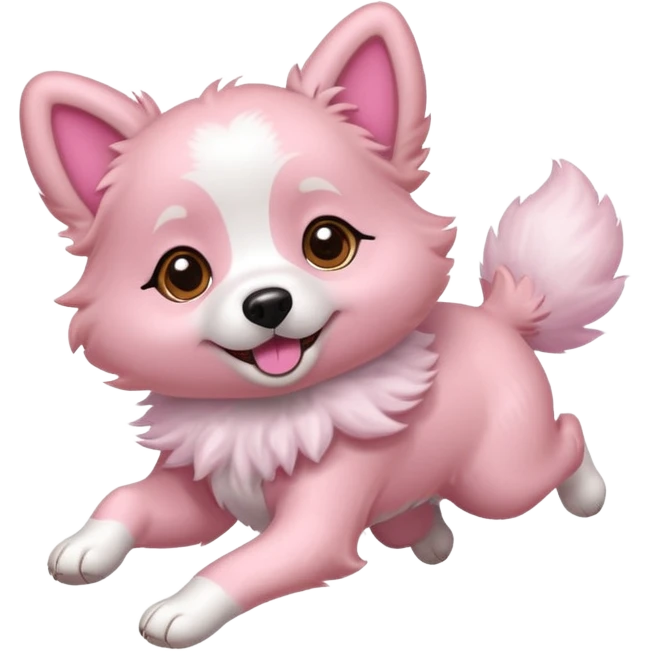 pink girly dog jumping in the air emoji