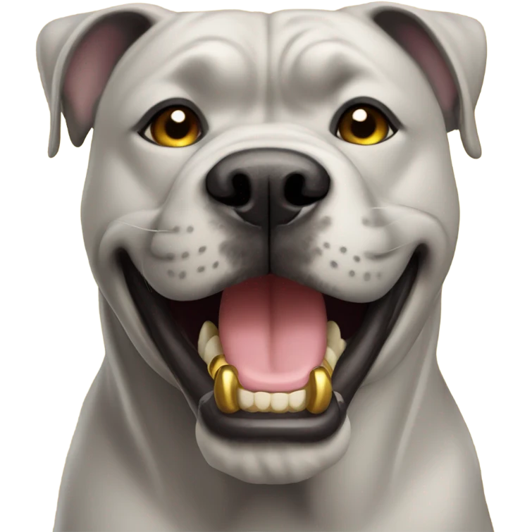 A white Cane Corso smiling with gold teeth  emoji