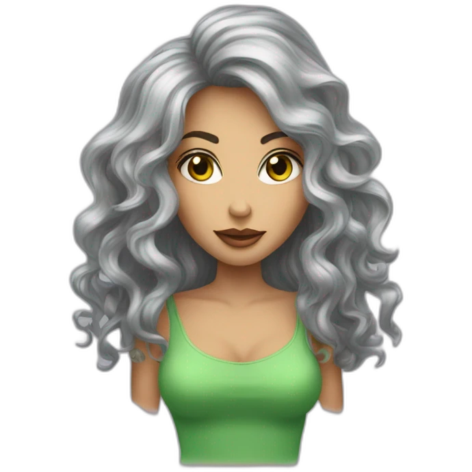 femme grande cheveux chatains les yeux verts et les levres epaisses emoji