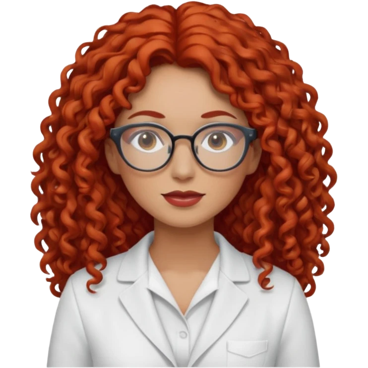 rizada peli roja , trigueña , con lentes y ropa blanca pelo largo  emoji