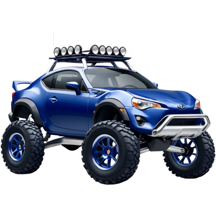 Widened roof Long wheelbase widened pearly midnight snow dark blue 2nd generation 2025 Toyota 86 off-road racer chrome nerf bars, rock sliders, and silver satin wheels  emoji